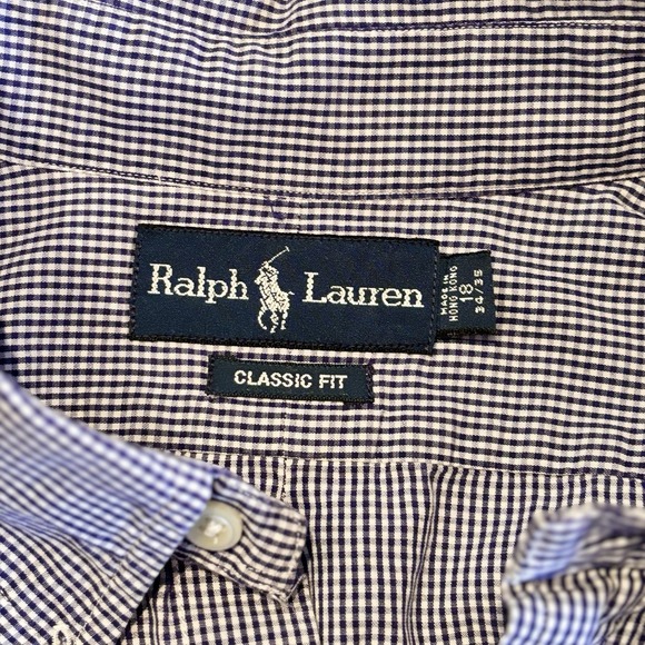 Vintage Ralph Lauren Classic Fit Button Down Mens Dress Shirt 18 34 35 Gingham - Picture 5 of 5